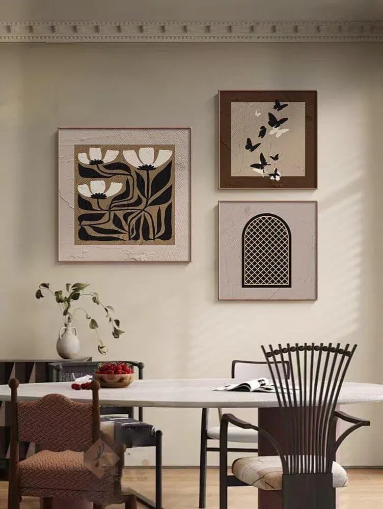 Modern Leather Ambrose Painting Set of 3 - Style 22
